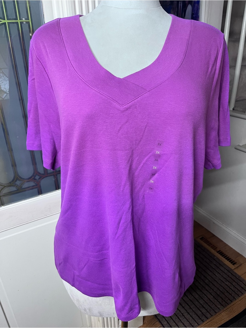 NWT Liz Claiborne Purple 100% Cotton Crossover V-Neck Top 3X Plus